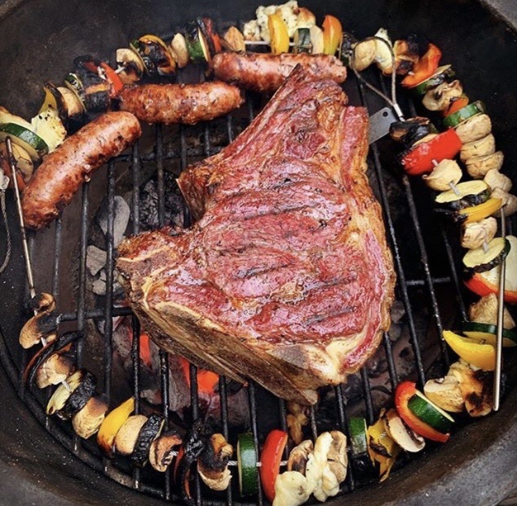 Barbecue steak prepared for serving